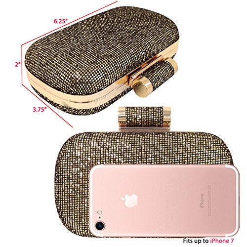 JNB Women's Sparkling Glitter Evening Box Clutch,Silver - Image 5