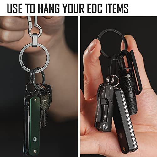 KeyUnity KA02BK Titanium Flat Key Rings, 33/25/17.5mm Side Pushing Split Ring for Key Carabiner Flashlight Knife Dog ID Collar Tag (1L+1M+1S) - Image 3
