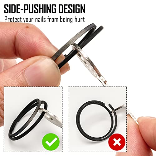 KeyUnity KA02BK Titanium Flat Key Rings, 33/25/17.5mm Side Pushing Split Ring for Key Carabiner Flashlight Knife Dog ID Collar Tag (1L+1M+1S) - Image 5