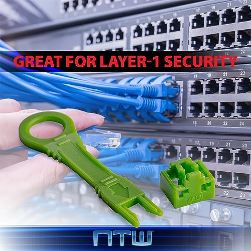 NTW RJ45 Port Blocker & Dust Cover, Network Port Lock, Ethernet Port Protector, LAN Cable Lock, Secure RJ45 Connector with Color Coded Keys, TAA Compliant, 10 Locks - Image 2