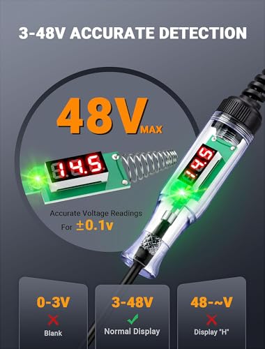 FEAOXYO Heavy Duty Automotive Test Light Circuit Tester 348V Digital Voltage Tester with Voltmeter Dual Polarity Indicator Electrical Test Pen with Stainless Probe for Car Truck RV Boat Fuse Testing - Image 3