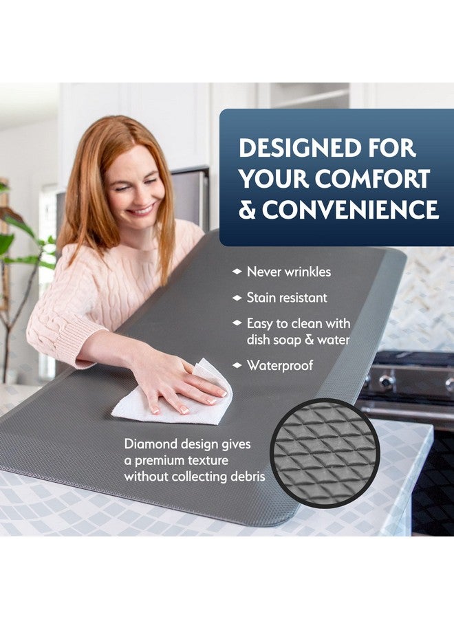Sky Solutions Sky Solutions Anti Fatigue Mat - 3/4" Cushioned Kitchen Rug and Standing Desk Mat & Garage - Non Slip, Waterproof and Stain Resistant (20" x 39", Grey) - Image 2