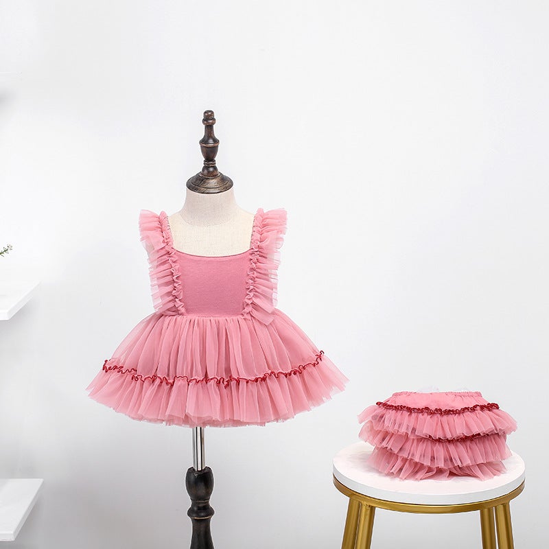 Childrens Lolita Princess Dress Girls New Tutu Dress 2 Generation Convex Dress Strap dress Childrens Wear Baby Dress Bean Pouch Culottes 