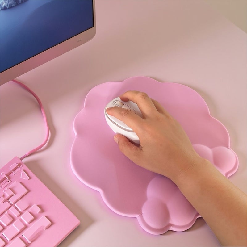 Blue Leather Mouse Pad Wrist Support Memory Foam Non Slip Gaming Office - Image 5