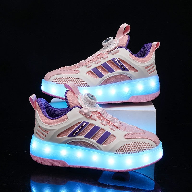 Girl'S Invisible Four-Wheel Shrink Children'S Student Roller Skate Boys' Skating Shoes - Image 1