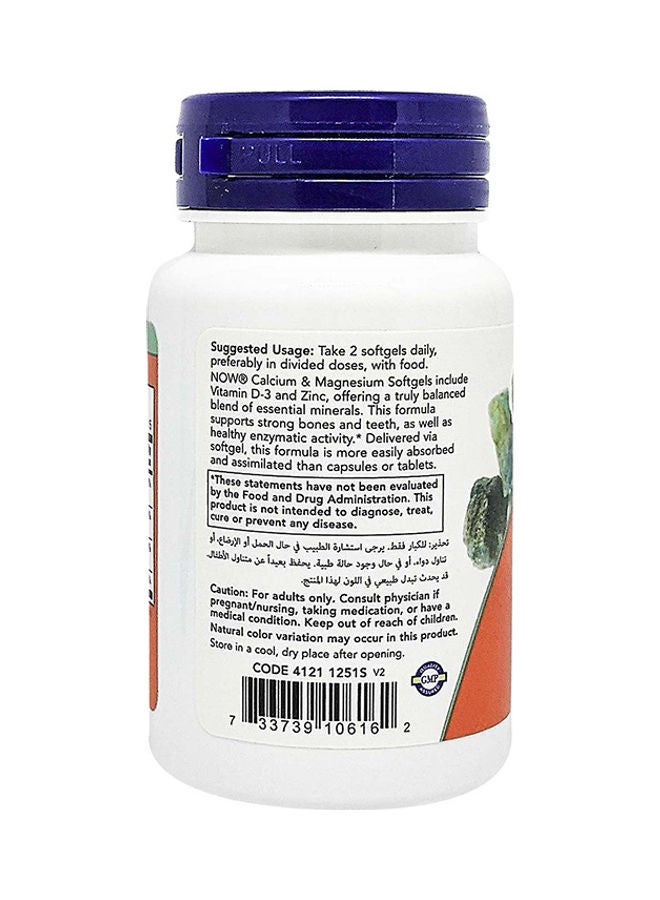 Now Foods Calcium And Magnesium With Vitamin D3 And Zinc  30 Softgels - Image 3
