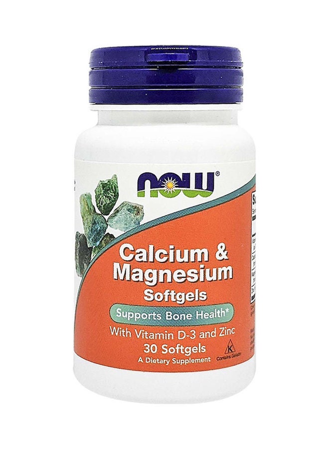 Now Foods Calcium And Magnesium With Vitamin D3 And Zinc  30 Softgels - Image 1