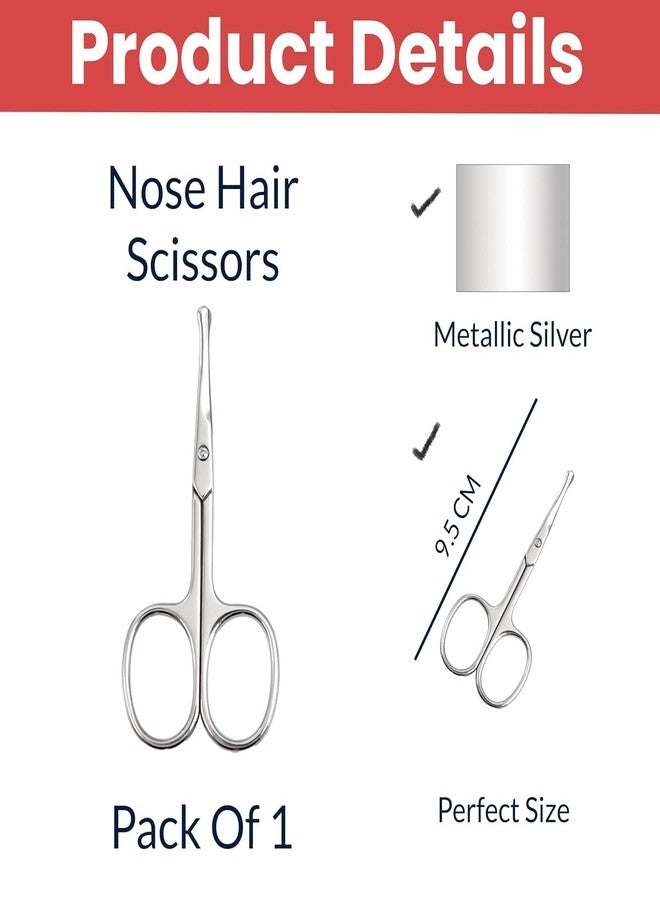 TEMPERIA Scissors for Nose Hair, Beard, Moustache, Eyebrow Cutting Trimming for Men | Small Shaving & Grooming Scissor | Safety Blunt Round Top & Premium Non Rusting Metal | 1 Nose Scissor - (HC154E) - Image 2