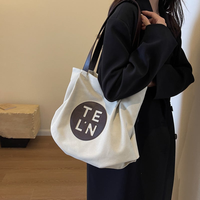 Large-Capacity Fashion Commuter Bag Fashion Contrast Color Western Style Tote Bag Class Shoulder Bag - Image 2