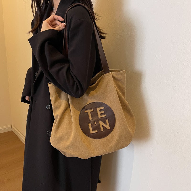 Large-Capacity Fashion Commuter Bag Fashion Contrast Color Western Style Tote Bag Class Shoulder Bag - Image 3