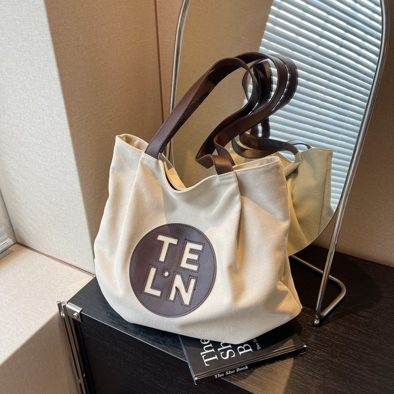 Large-Capacity Fashion Commuter Bag Fashion Contrast Color Western Style Tote Bag Class Shoulder Bag - Image 5