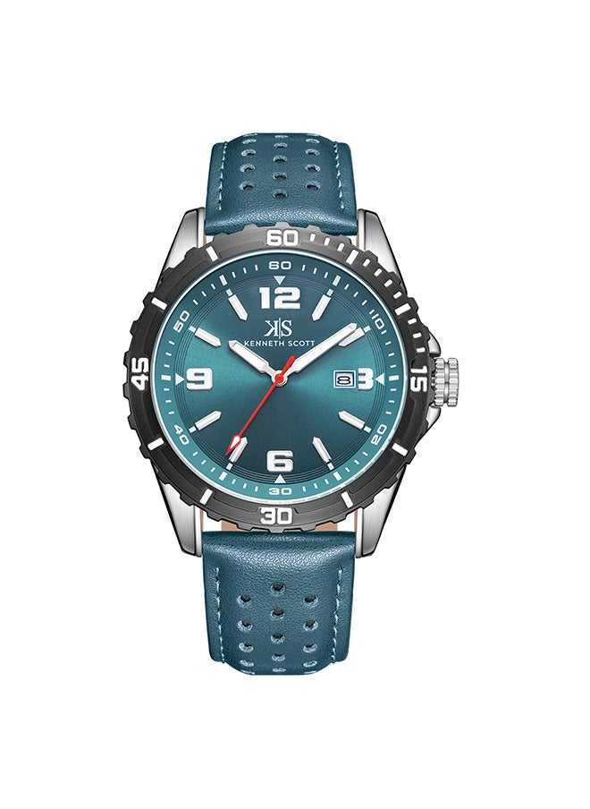 KENNETH SCOTT - Kenneth Scott Men's Green  Dial Analog Watch - K24022-QLGG - Image 1