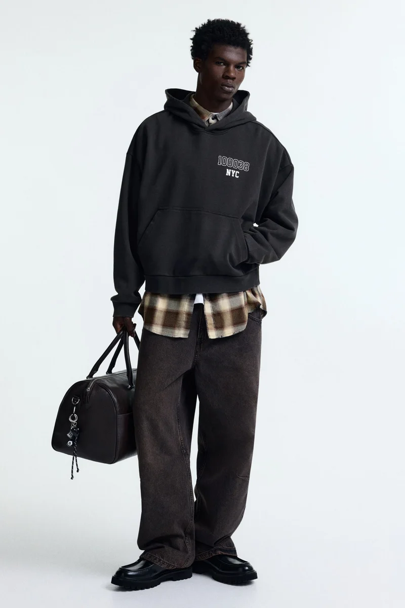 H&M  Oversized Fit Printed hoodie for Men | Best Price UAE