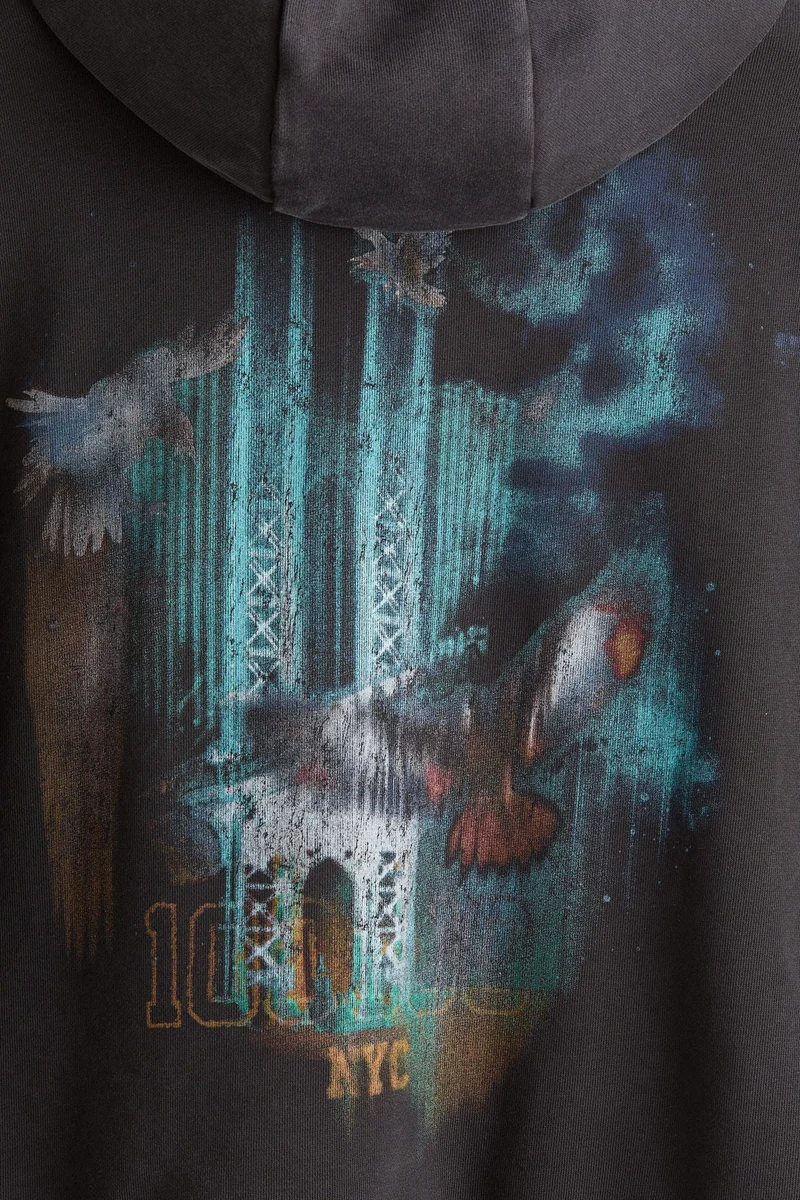 H&M  Oversized Fit Printed hoodie for Men | Best Price UAE
