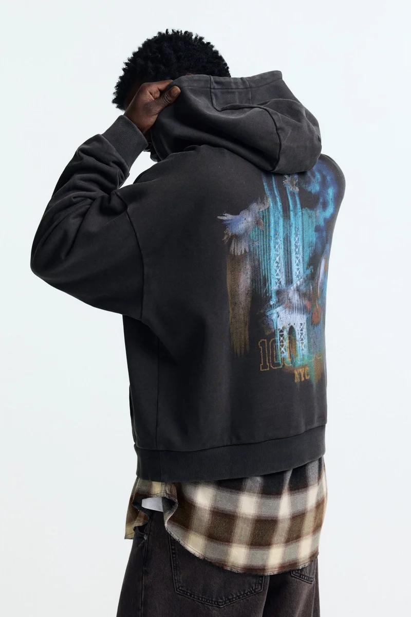 H&M  Oversized Fit Printed hoodie for Men | Best Price UAE