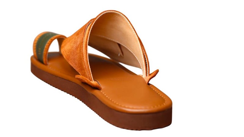 Embroidered Italian Natural Leather Arabic Sandal For Men, Handmade Men's Traditional Sandals With Comfortable Sole, Elegant Embroidered Detailing Casual Arabic Sandals For Everyday Wear. - Image 3