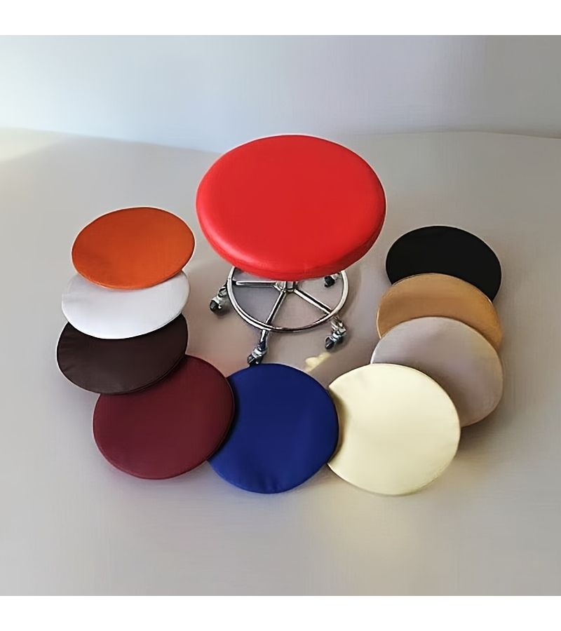 Burgundy PU Full Round Stool Cover for Lift Chair Barbershop - Image 1