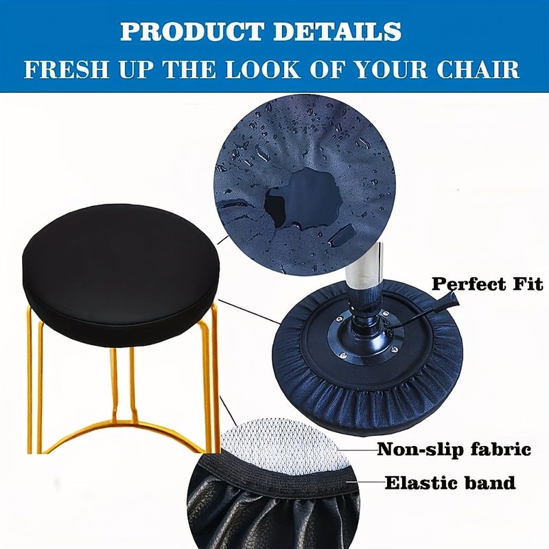 Burgundy PU Full Round Stool Cover for Lift Chair Barbershop - Image 4