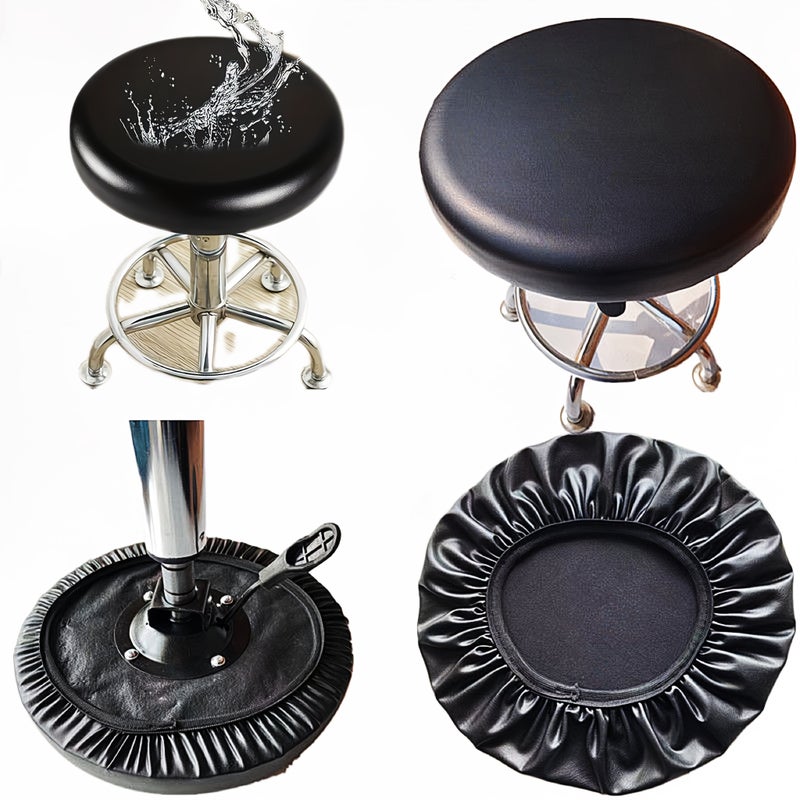 Burgundy PU Full Round Stool Cover for Lift Chair Barbershop - Image 2