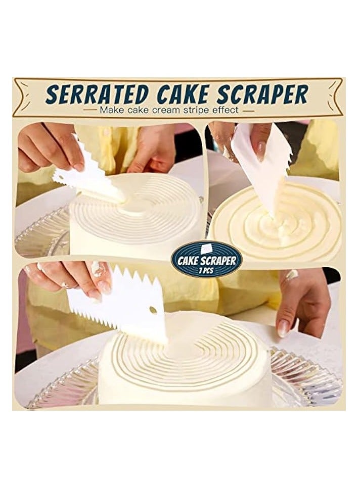 Green Tiger Cake Scraper Cake Smoother, 7 Pcs Dough Scraper Bowl Scraper Cutters Cake Icing Scraper Smoother Tool Set for Bread Dough Cake - Image 3