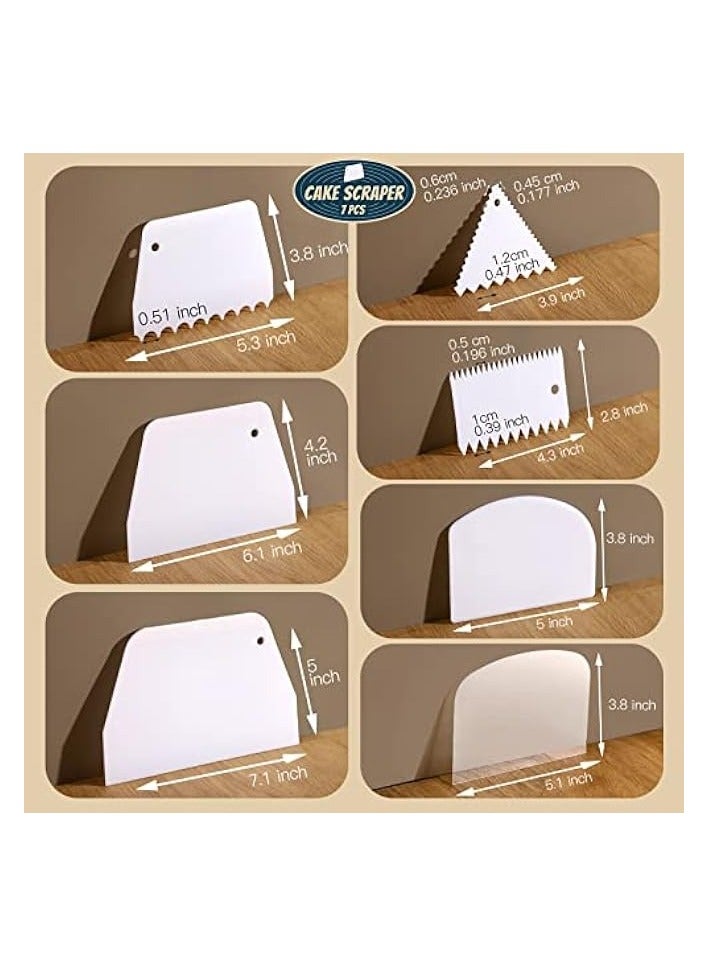 Green Tiger Cake Scraper Cake Smoother, 7 Pcs Dough Scraper Bowl Scraper Cutters Cake Icing Scraper Smoother Tool Set for Bread Dough Cake - Image 4