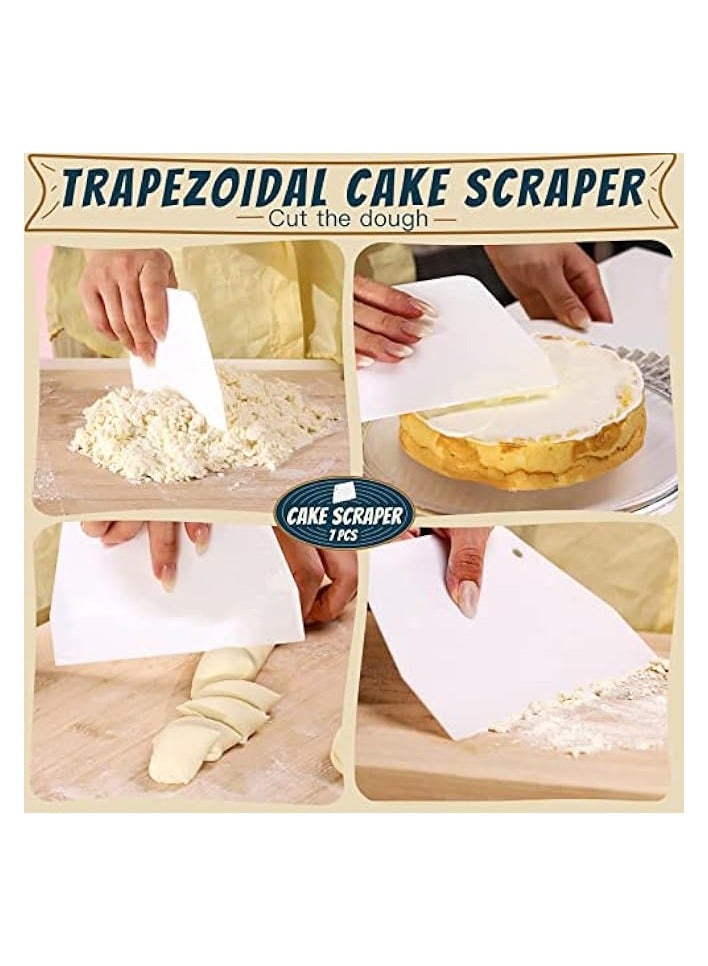 Green Tiger Cake Scraper Cake Smoother, 7 Pcs Dough Scraper Bowl Scraper Cutters Cake Icing Scraper Smoother Tool Set for Bread Dough Cake - Image 5