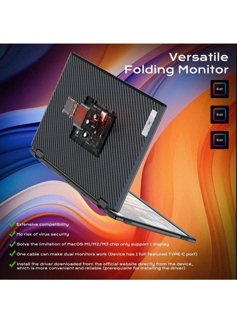 ڤي2كوم شاشة V2COM المحمولة القابلة للطي 15.6 بوصة M4 عرض كامل الوضوح IPS USB-C و HDMI شاشة خارجية قابلة للطي مزدوجة للابتوب والألعاب - Image 2