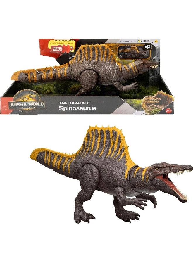 JURASSIC WORLD تمثال ديناصور سبينوصور من عالم الديناصورات: إعادة الميلاد مع ذيل متحرك (53.44 × 24.41 سم) - Image 2