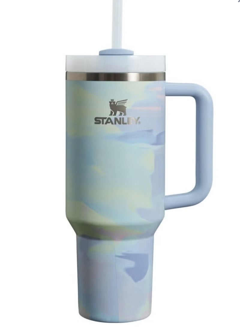 Stanley Stanley Cup H2.0 Stainless Steel with Lid & Straw for Water, Iced Tea, Coffee & Smoothies, Maca Blue, 40oz Complimentary Dustproof Straw Cap - Image 2