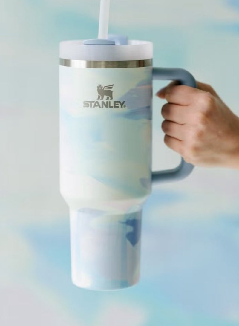 Stanley Stanley Cup H2.0 Stainless Steel with Lid & Straw for Water, Iced Tea, Coffee & Smoothies, Maca Blue, 40oz Complimentary Dustproof Straw Cap - Image 1