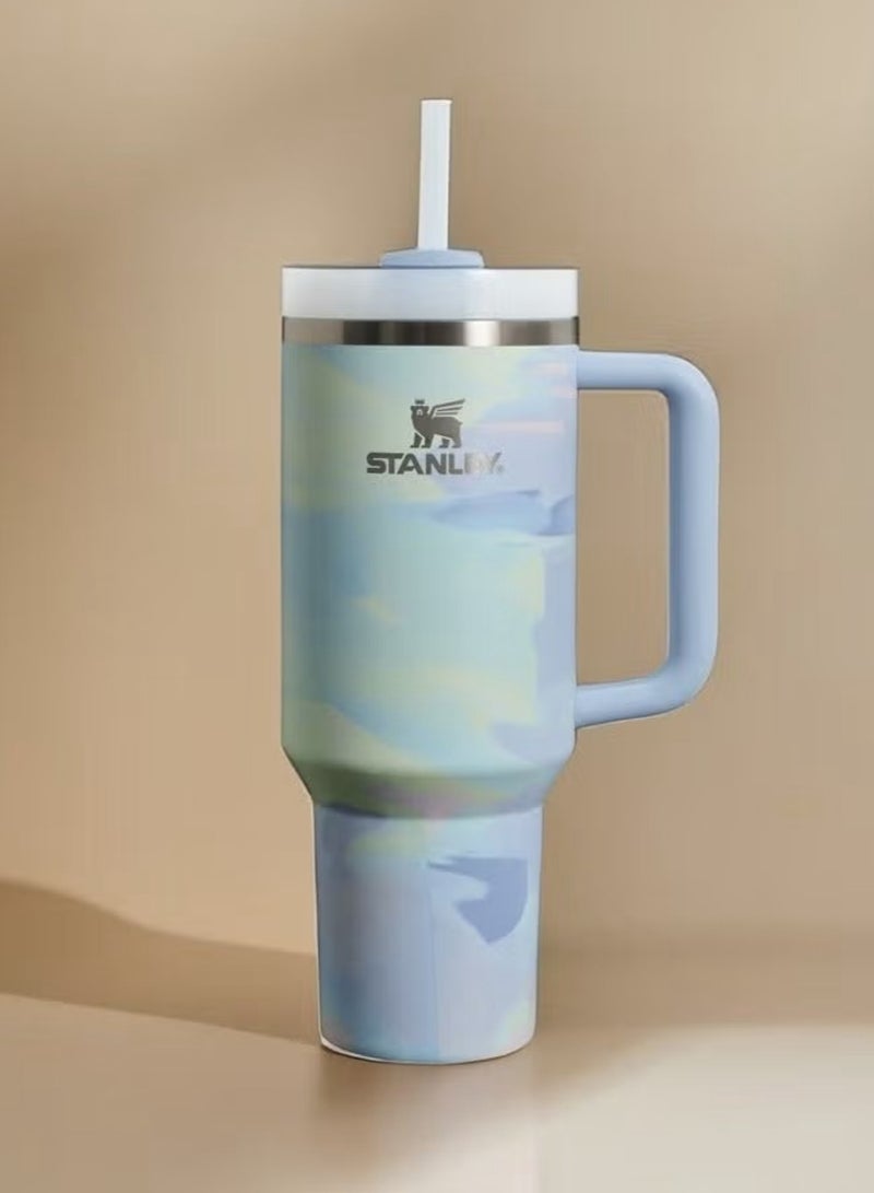 Stanley Stanley Cup H2.0 Stainless Steel with Lid & Straw for Water, Iced Tea, Coffee & Smoothies, Maca Blue, 40oz Complimentary Dustproof Straw Cap - Image 3