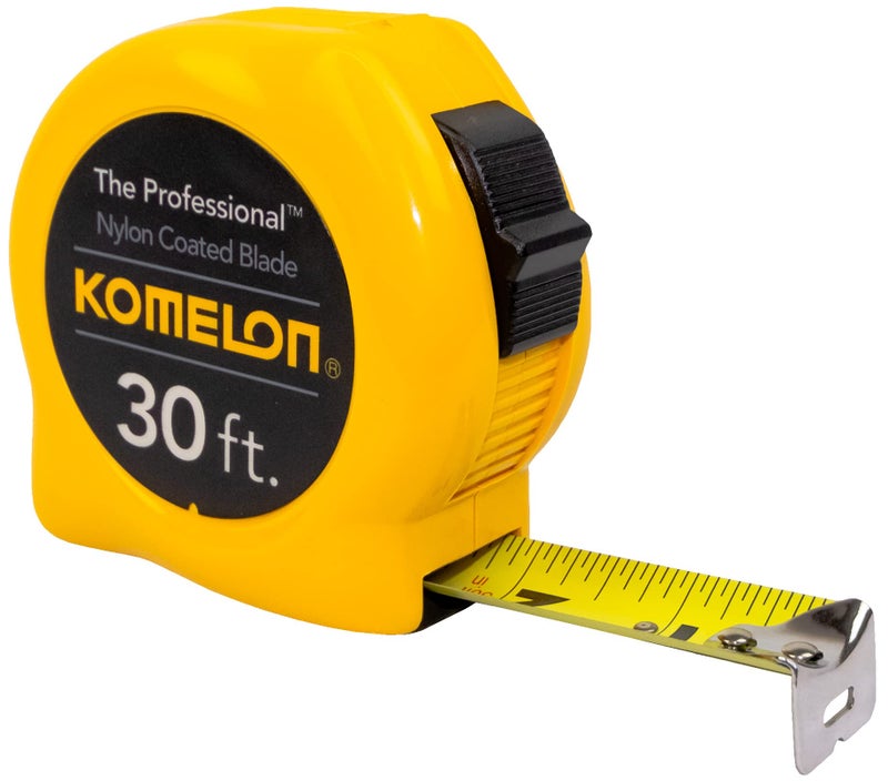 Komelon 4930 The Professional Nylon Coated Steel Blade Tape Measure 30Feet by 1Inch Yellow Case