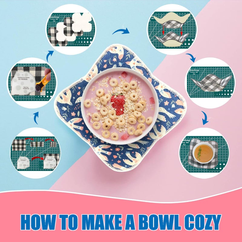 Fosdonge Bowl Cozy Template Cutting Ruler Set 3 Sizes, Acrylic Transparent Sewing Patterns Quilting Templates, Bowl Cozy Pattern Quilting Rulers for DIY Kitchen Art Craft - Image 2