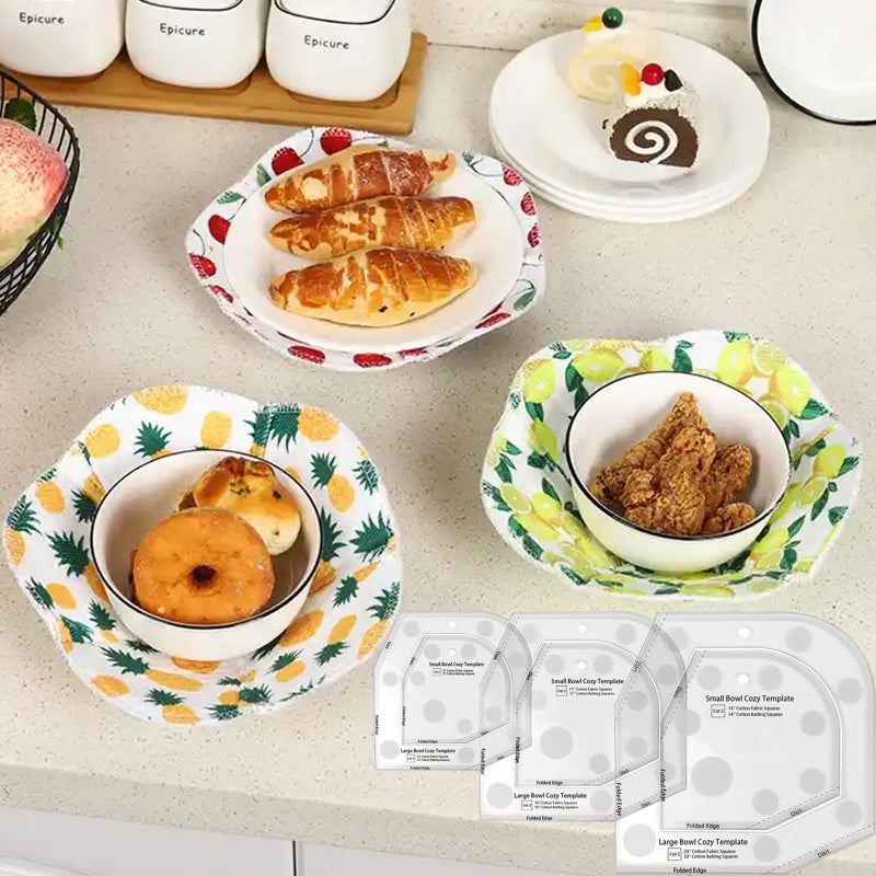 Fosdonge Bowl Cozy Template Cutting Ruler Set 3 Sizes, Acrylic Transparent Sewing Patterns Quilting Templates, Bowl Cozy Pattern Quilting Rulers for DIY Kitchen Art Craft - Image 5
