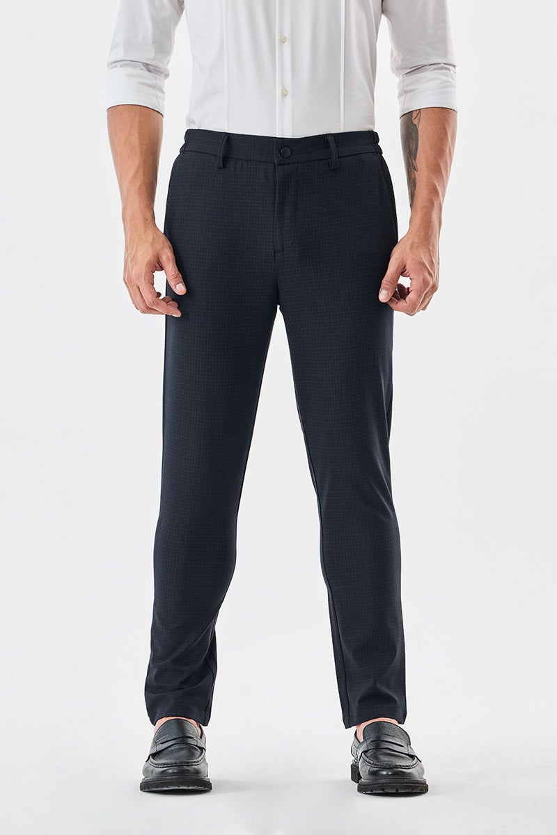 SNITCH Checks Slim Fit Stretch Trousers - Image 3