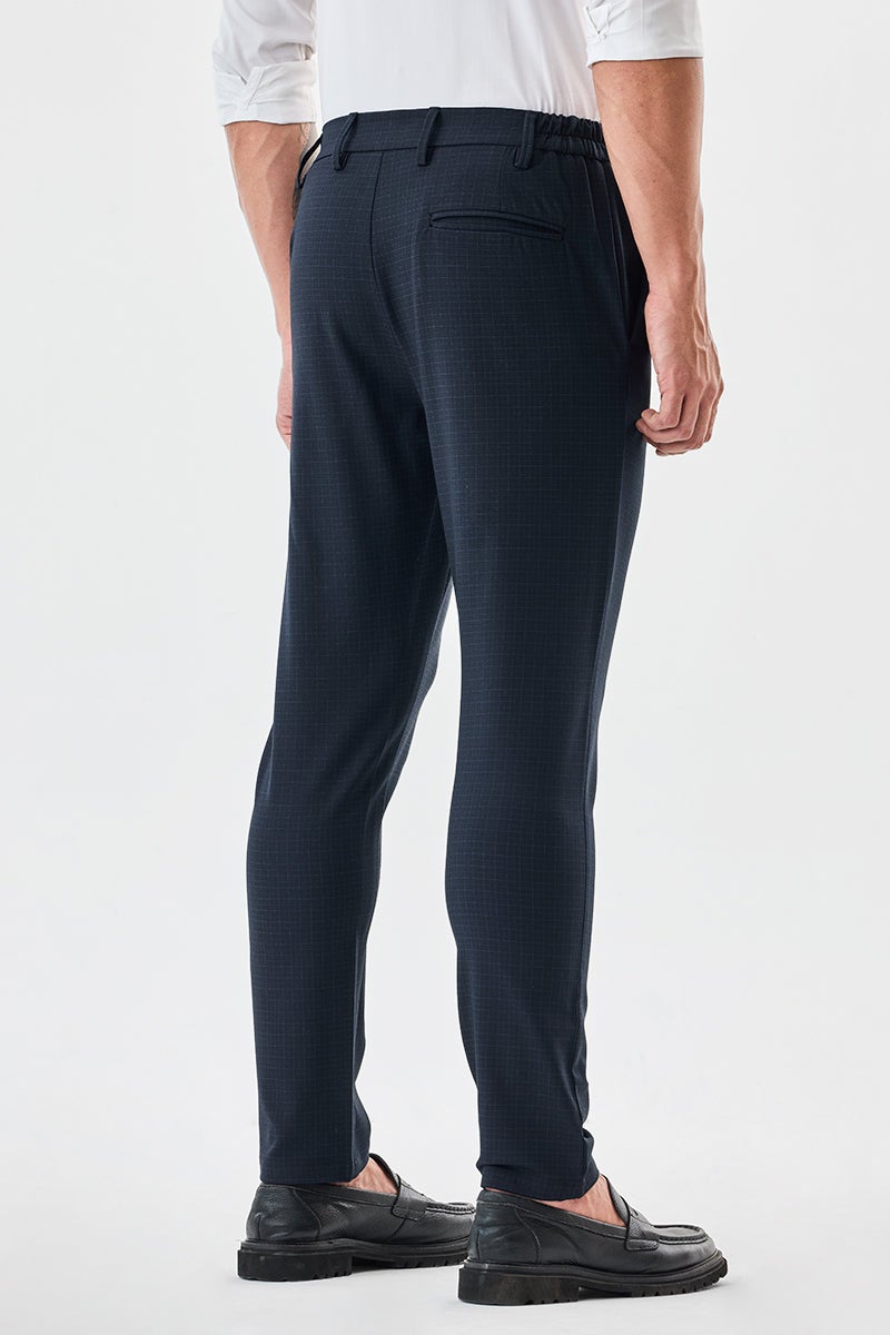 SNITCH Checks Slim Fit Stretch Trousers - Image 4