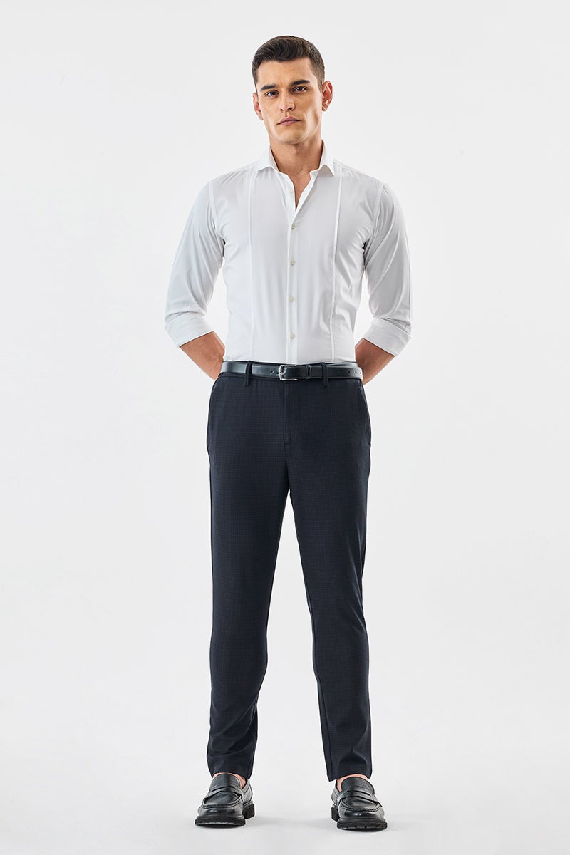SNITCH Checks Slim Fit Stretch Trousers - Image 5