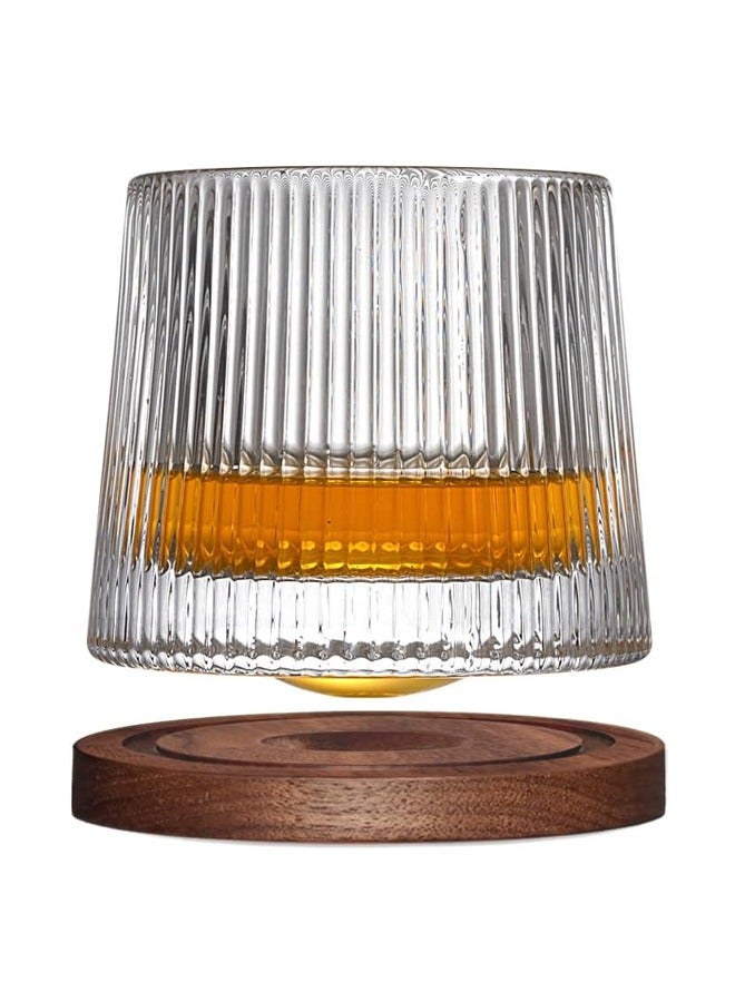 أكواب زجاجية كريستال قابلة للدوران ، 5.63 أوقية / 160 مل ، أكواب الشرب مع كوسترات إبداعية وصندوق هدايا - للقهوة والحليب والماء - Image 1