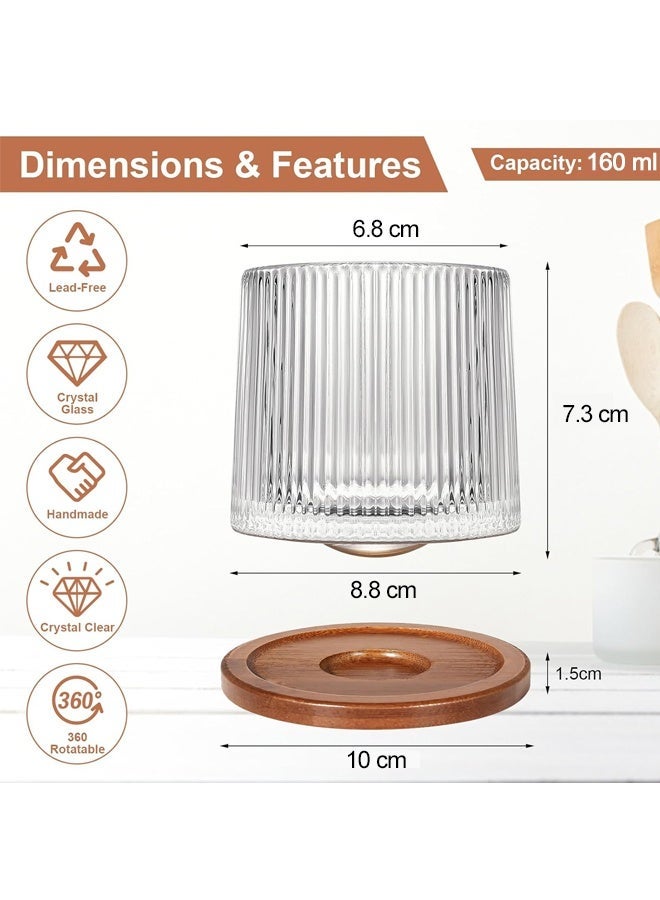 أكواب زجاجية كريستال قابلة للدوران ، 5.63 أوقية / 160 مل ، أكواب الشرب مع كوسترات إبداعية وصندوق هدايا - للقهوة والحليب والماء - Image 4