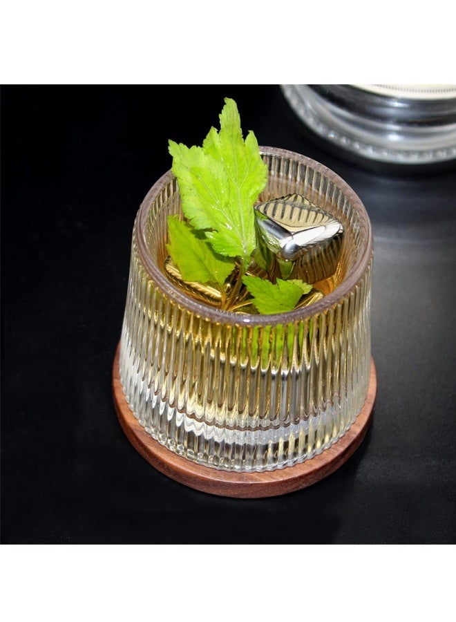 أكواب زجاجية كريستال قابلة للدوران ، 5.63 أوقية / 160 مل ، أكواب الشرب مع كوسترات إبداعية وصندوق هدايا - للقهوة والحليب والماء - Image 5