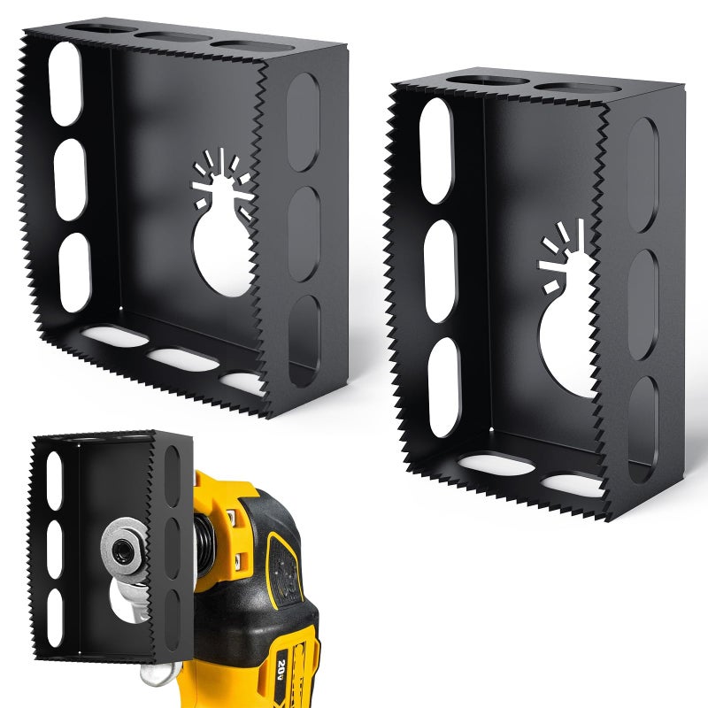 OYSSTA 2 PCS Drywall Outlet Cutter Tools - Square Slot Cutter, Fits Most Oscillating Tool to Cut-in Single Gang Wall Boxes, Stainless Steel Electrical Box Cutter for Drywall, Sheetrock, Plywood (Black) - Image 1