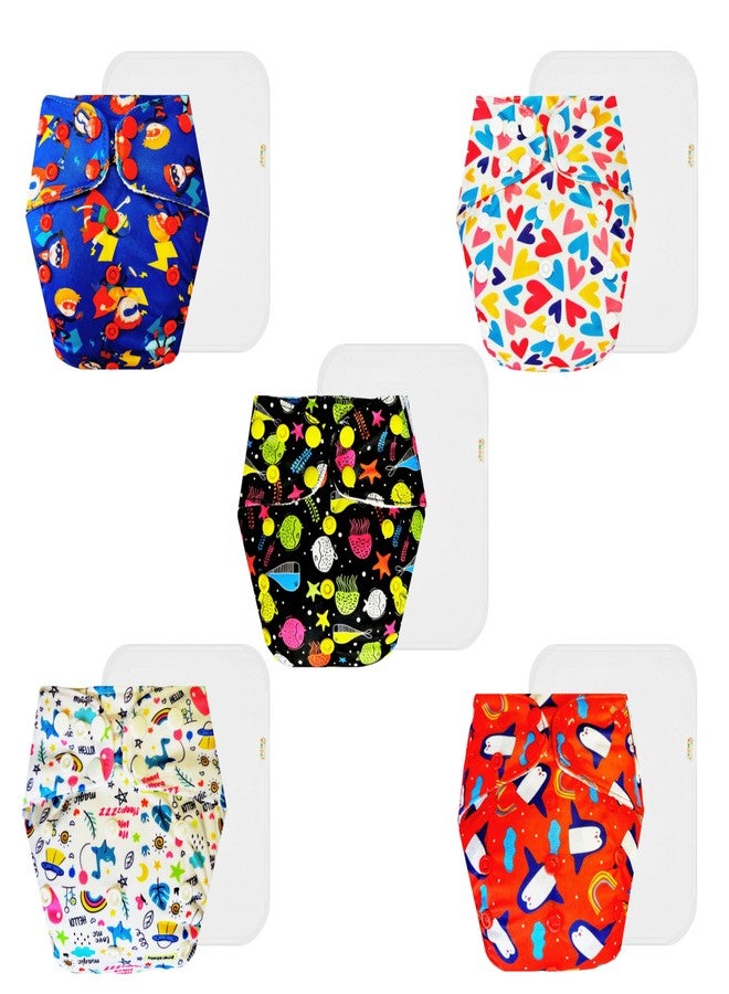 حفاضات دمبلدو القماشية الممتازة مع حشوة قطنية (عبوة من 5) | ناعمة ولطيفة | مانعة للتسرب | أزرار كبس قابلة للتعديل | موثوق بها من قبل الأمهات | من 3 أشهر إلى 3 سنوات | للجنسين - Image 1