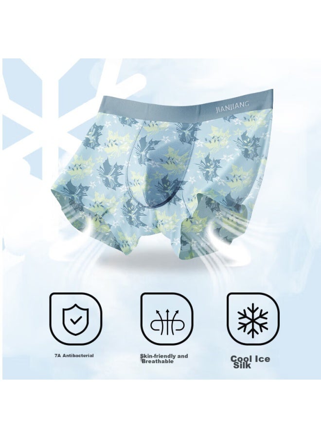 Athlete Jianjiang Men's Underwear, Ice Silk Boxer Briefs, 7a Antibacterial Seamless Trendy Printed Shorts, Breathable Mesh Underwear, 3 Pairs - Image 2