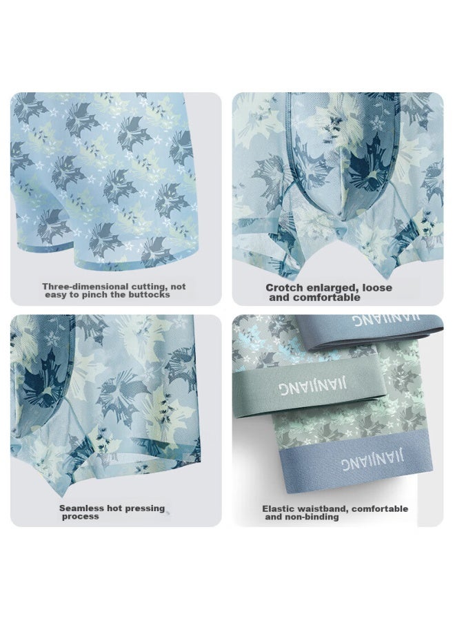 Athlete Jianjiang Men's Underwear, Ice Silk Boxer Briefs, 7a Antibacterial Seamless Trendy Printed Shorts, Breathable Mesh Underwear, 3 Pairs - Image 5