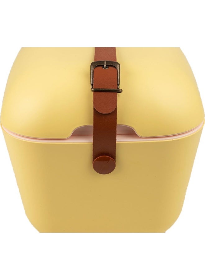 Polarbox 20L Classic Cooler Box with Leather Strap, Yellow & Cyan | Rigid Thermal Insulated Ice Box for Beach, Picnic & Party | Convertible Lid & Polypropylene Insulation - Image 5