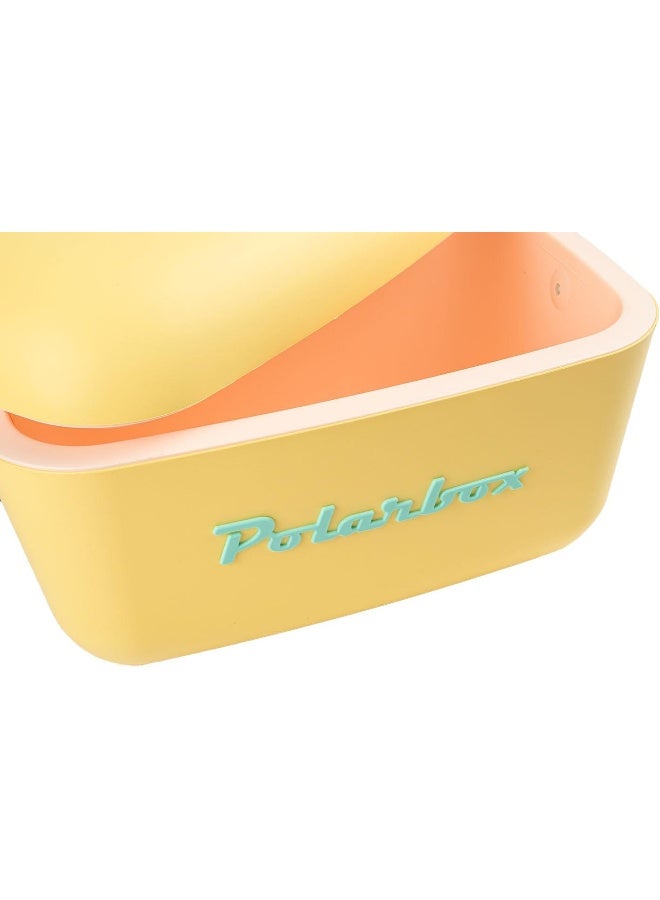 Polarbox 20L Classic Cooler Box with Leather Strap, Yellow & Cyan | Rigid Thermal Insulated Ice Box for Beach, Picnic & Party | Convertible Lid & Polypropylene Insulation - Image 2