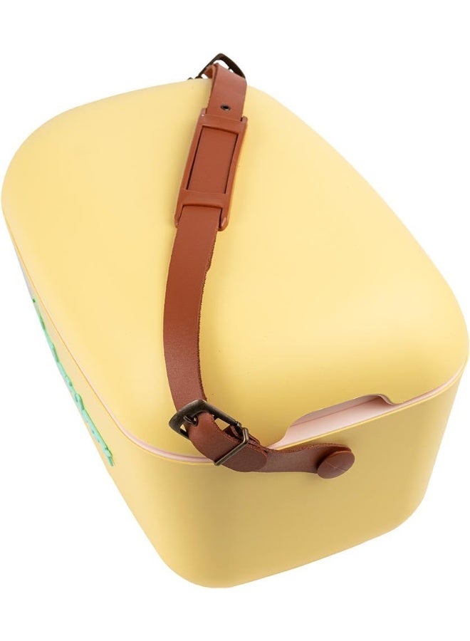 Polarbox 20L Classic Cooler Box with Leather Strap, Yellow & Cyan | Rigid Thermal Insulated Ice Box for Beach, Picnic & Party | Convertible Lid & Polypropylene Insulation - Image 4