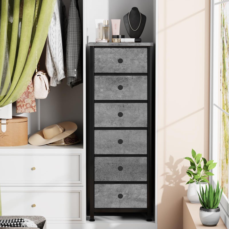 VASICAR Tall Dresser with 6 Drawers, Gray Storage Drawer Units, Storage Tower Units, Fabric Dresser Nightstand for Bedroom, Hallway, Entryway, Closets, Dorm - Image 5