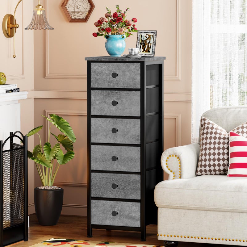 VASICAR Tall Dresser with 6 Drawers, Gray Storage Drawer Units, Storage Tower Units, Fabric Dresser Nightstand for Bedroom, Hallway, Entryway, Closets, Dorm - Image 2