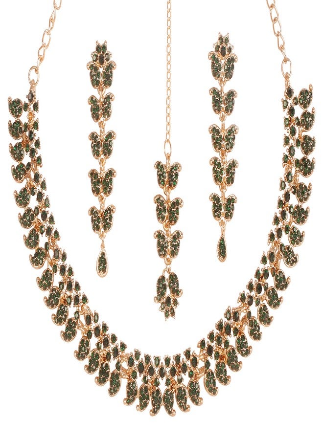 Touchstone Hollywood Glamour Women’s Necklace, Antique Gold or White Tone Paisley Design, Stainless Steel with Rhinestone Diamonds, Not a Gemstone - Image 1